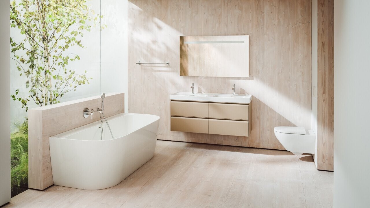 La collection de salle de bains Meda paraît familière dès le premier instant et s’intègre à tous les environnements.