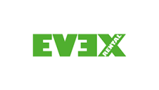 Grünes Logo auf weißem Hintergrund mit dem Wort EVE in fetten Buchstaben, einem gespiegelten E und einem großen X mit dem Wort RENTAL, das in weißer Schrift diagonal über das X geschrieben ist.