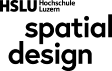 Logo avec texte noir en gras « HSLU Hochschule Luzern Spatial Design » sur fond blanc.