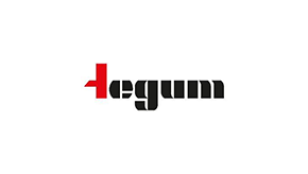 Un logo stylisé avec le mot legum en lettres géométriques noires et grasses. La lettre l est rouge et ressemble à une croix abstraite ou à un signe plus. Le fond est blanc.