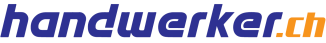 Logo für handwerker.ch, mit handwerker in fetten blauen Kleinbuchstaben und .ch in fetten orangefarbenen Kleinbuchstaben auf weissem Hintergrund.