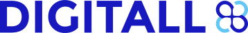 L'image montre le mot DIGITALL en lettres majuscules bleues en gras, avec un symbole de l'infini stylisé en bleu clair remplaçant les deux derniers L.